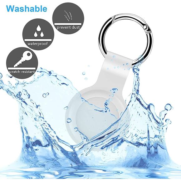 for AirTag Silicone Holder Case Cover Airtag Tracker Keychain Sleeve Shell White - Picture 1 of 9